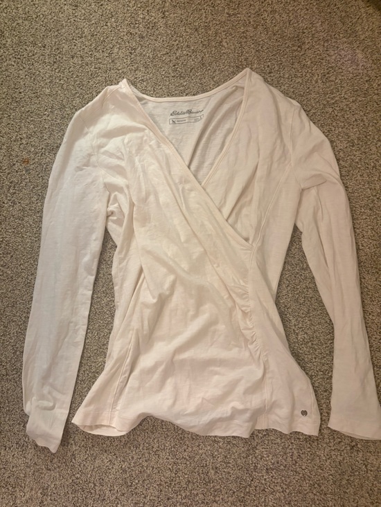 Eddie Bauer Tops - Eddie Bauer Cream Wrap-Style Long Sleeve Top